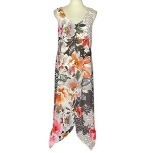 Soft Surroundings Dress Womens‎ Small Pink Orange Floral V-Neck Maxi Lined 2CK89